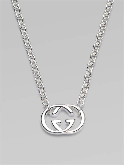 gucci silver necklace women|gucci silver and onyx necklace.